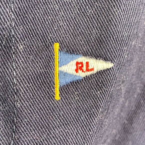 Ralph Lauren Sport Zip Front Mini Skirt 10 Blue Embroidered Flags Nautical Twill - Picture 2 of 10